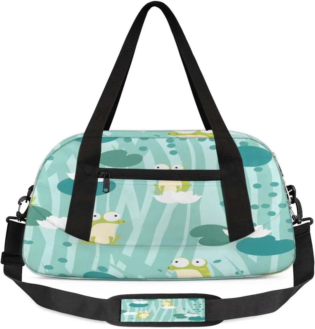 Cartoon Pond Boat Waterproof Sports Gym Bag Portable Dance Gymnastics Work Out Bag Lightweight Travel Duffel Bag Overnight Weekender Bag