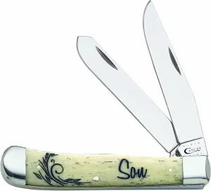 Case WR XX Pocket Knife Natural Smooth Bone Trapper-Son Item #7948 - (6254 SS) - Length Closed: 4 1/8 Inches