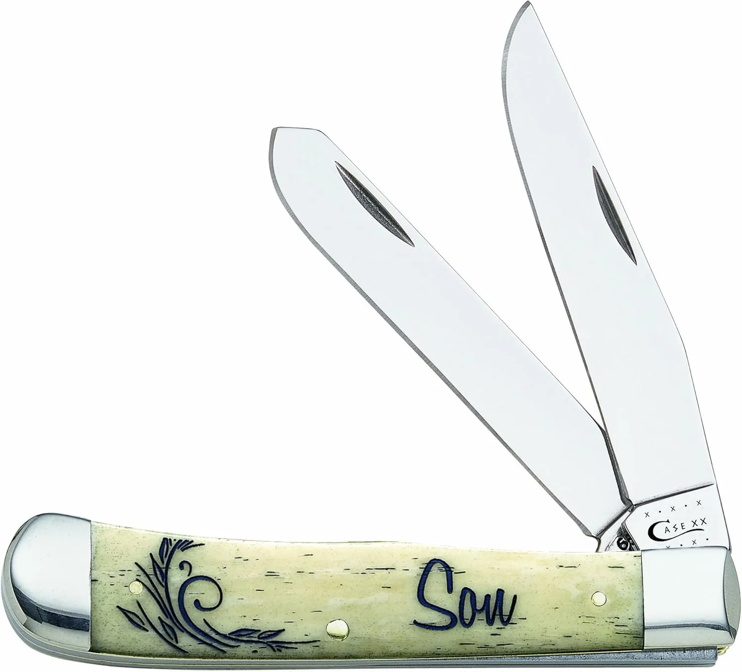 Case WR XX Pocket Knife Natural Smooth Bone Trapper-Son Item #7948 - (6254 SS) - Length Closed: 4 1/8 Inches