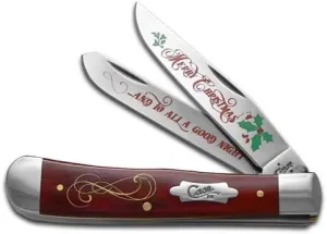 Case XX Knives Merry Christmas Smooth Red Bone Trapper Stainless Pocket Knife CAT-MC/RSB