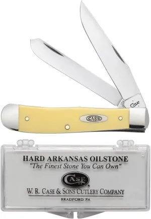 CASE XX WR Pocket Knife Trapper, Yellow Synthetic Handle W/Sharpening Stone (3254 SS) - Length Closed: 4 1/8 Inches