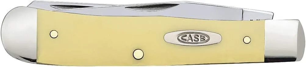 CASE XX WR Pocket Knife Trapper, Yellow Synthetic Handle W/Sharpening Stone (3254 SS) - Length Closed: 4 1/8 Inches