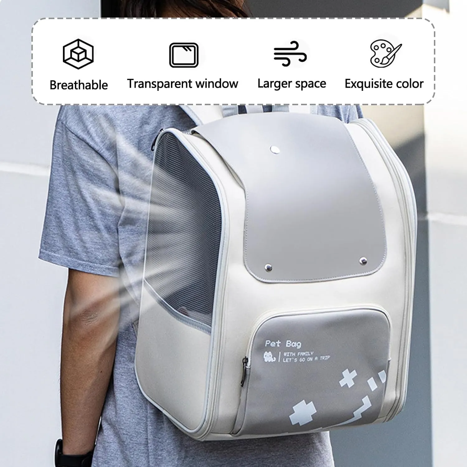 Cat Backpack, Safety Lock and Bottom Pad Inside, Ventilated Design, Portable Pet Backpack for Outdoor Travel Hiking Camping Airline Approved(Pink)