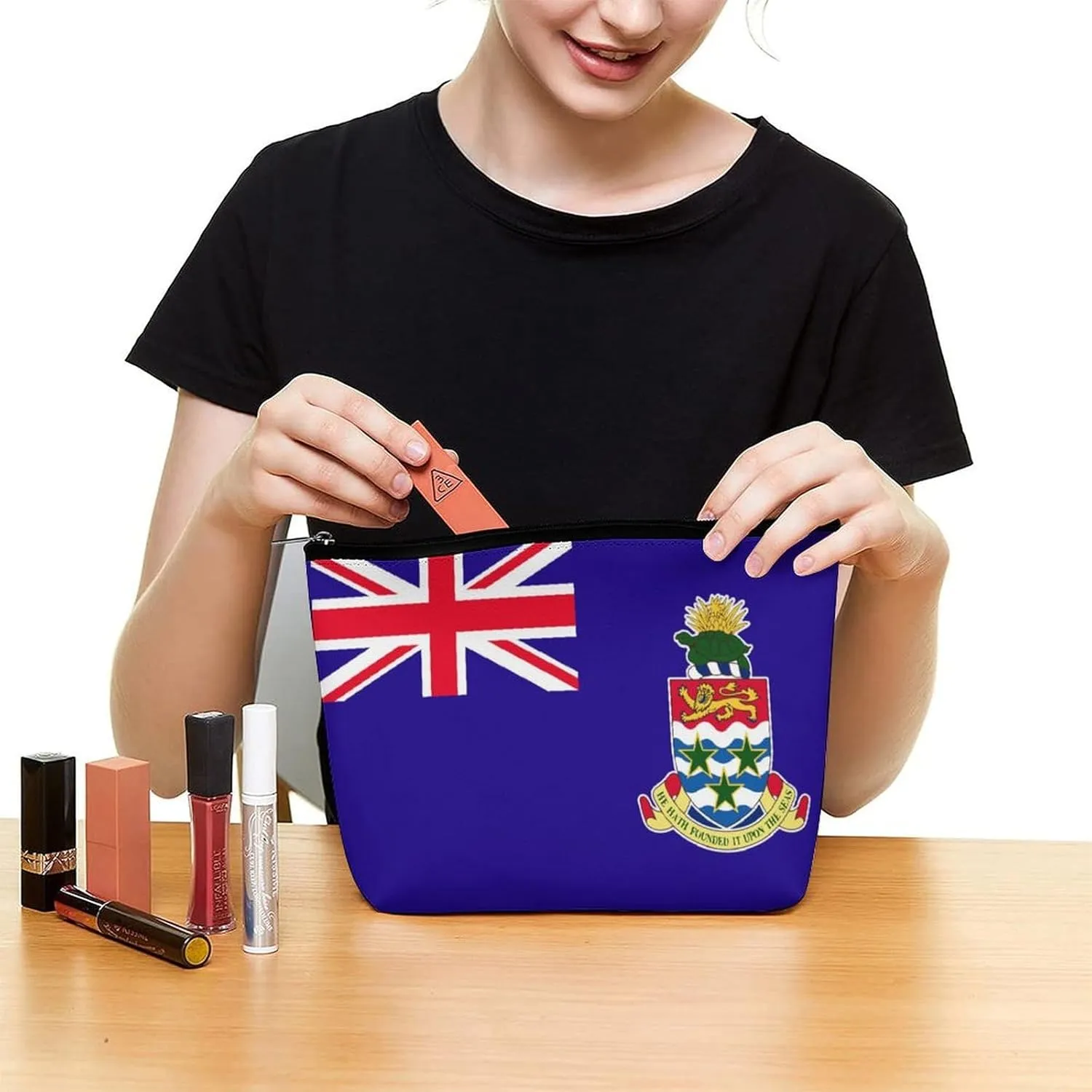 Cayman Lslands Flag Travel Cosmetic Bag Lightweight Makeup Organizer for Women