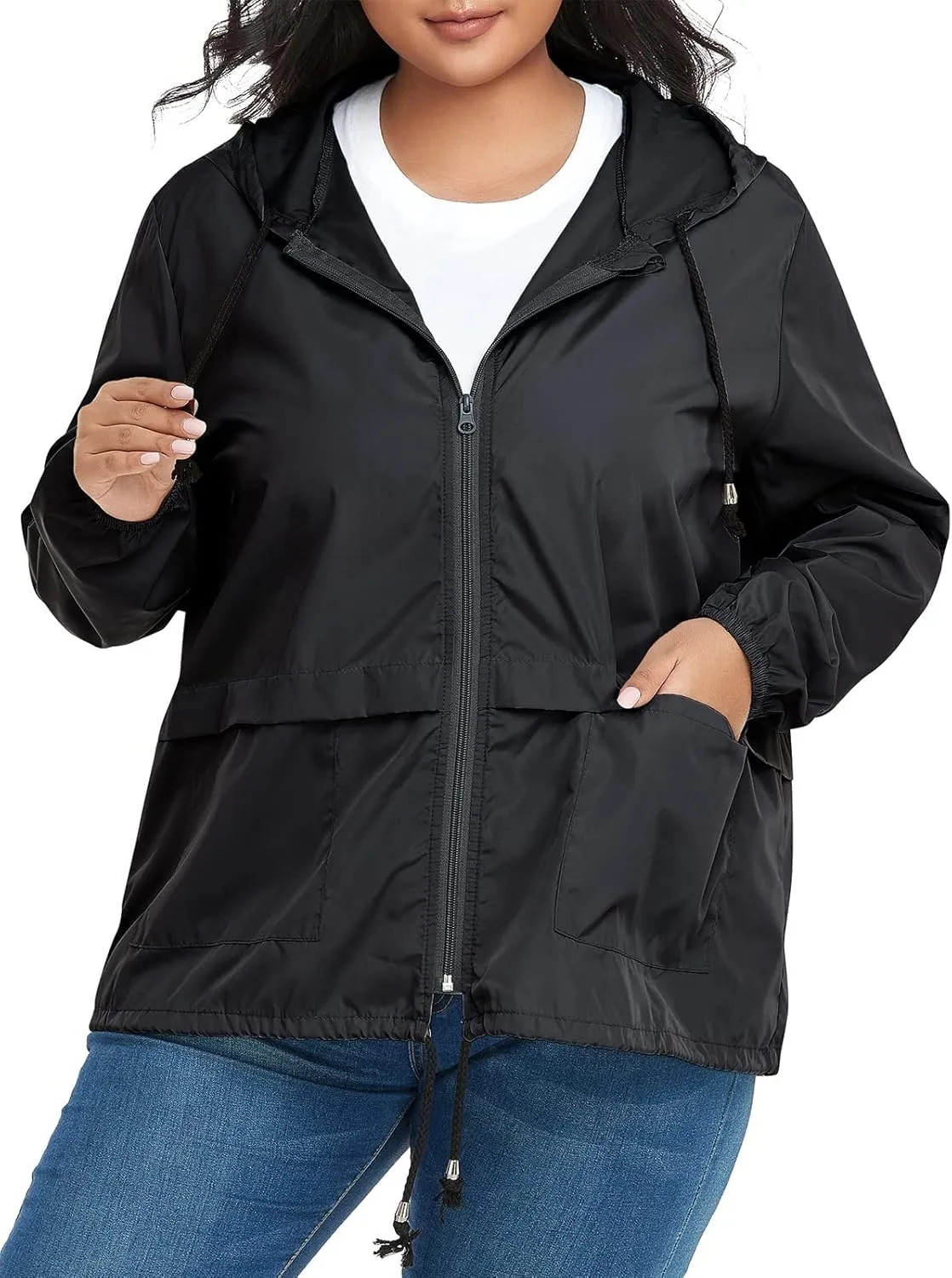 Century Star Plus Size Rain Jackets for Women Waterproof Windbreaker Jacket Women's Raincoats with Hood Lightweight Packable