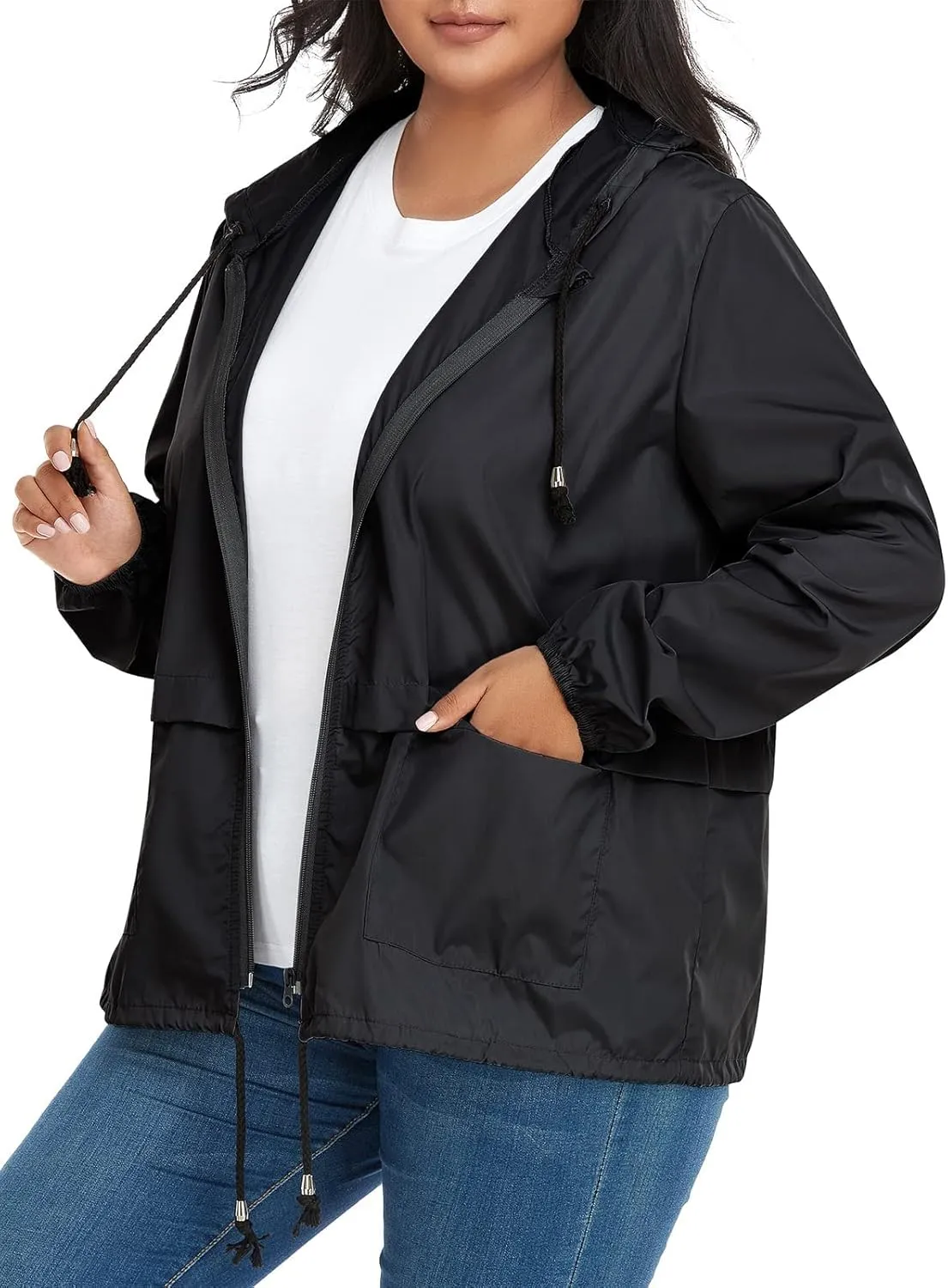 Century Star Plus Size Rain Jackets for Women Waterproof Windbreaker Jacket Women's Raincoats with Hood Lightweight Packable