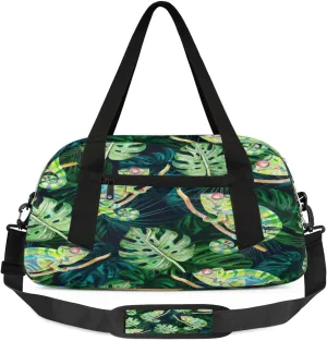 Chameleon Tropic Plants Waterproof Sports Gym Bag Portable Dance Gymnastics Work Out Bag Lightweight Travel Duffel Bag Overnight Weekender Bag