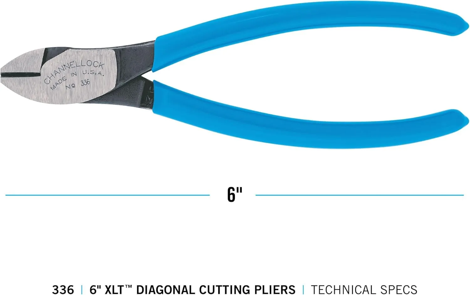 CHANNELLOCK 336 6-inch XLT Diagonal Cutting Pliers, Knife and Anvil Style Cutting Edge for Superior Cutting Edge Life, Forged High Carbon Steel, Made in the USA
