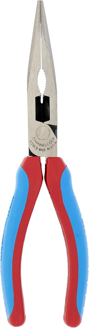 Channellock E318CB 8-Inch Long Nose Plier, E Series, XLT, Code Blue, 8-Inch Combination CODE BLUE Grip