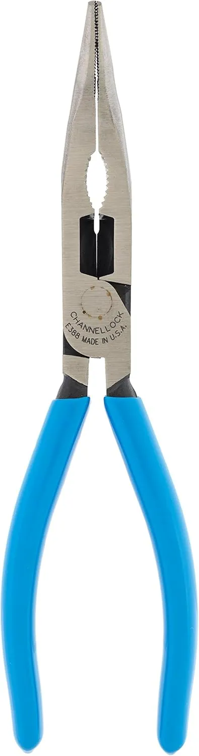 CHANNELLOCK E388 E Series 7.5" Bent Long Nose Plier , Blue