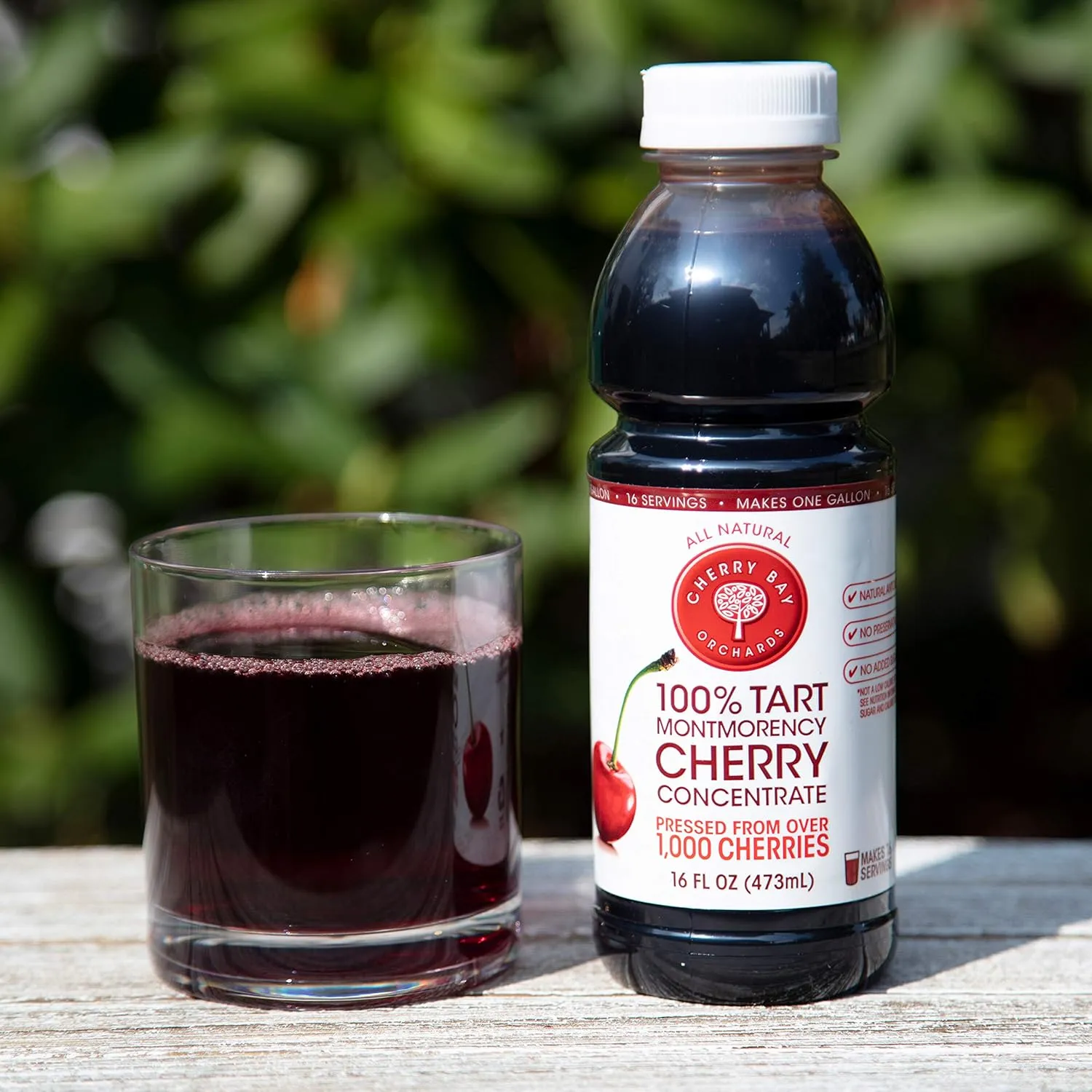 Cherry Bay Orchards Tart Cherry Concentrate - All Natural Juice to Promote Healthy Sleep, 16oz Bottle - Gluten Free, Natural Antioxidants, No Added Sugar or Preservatives