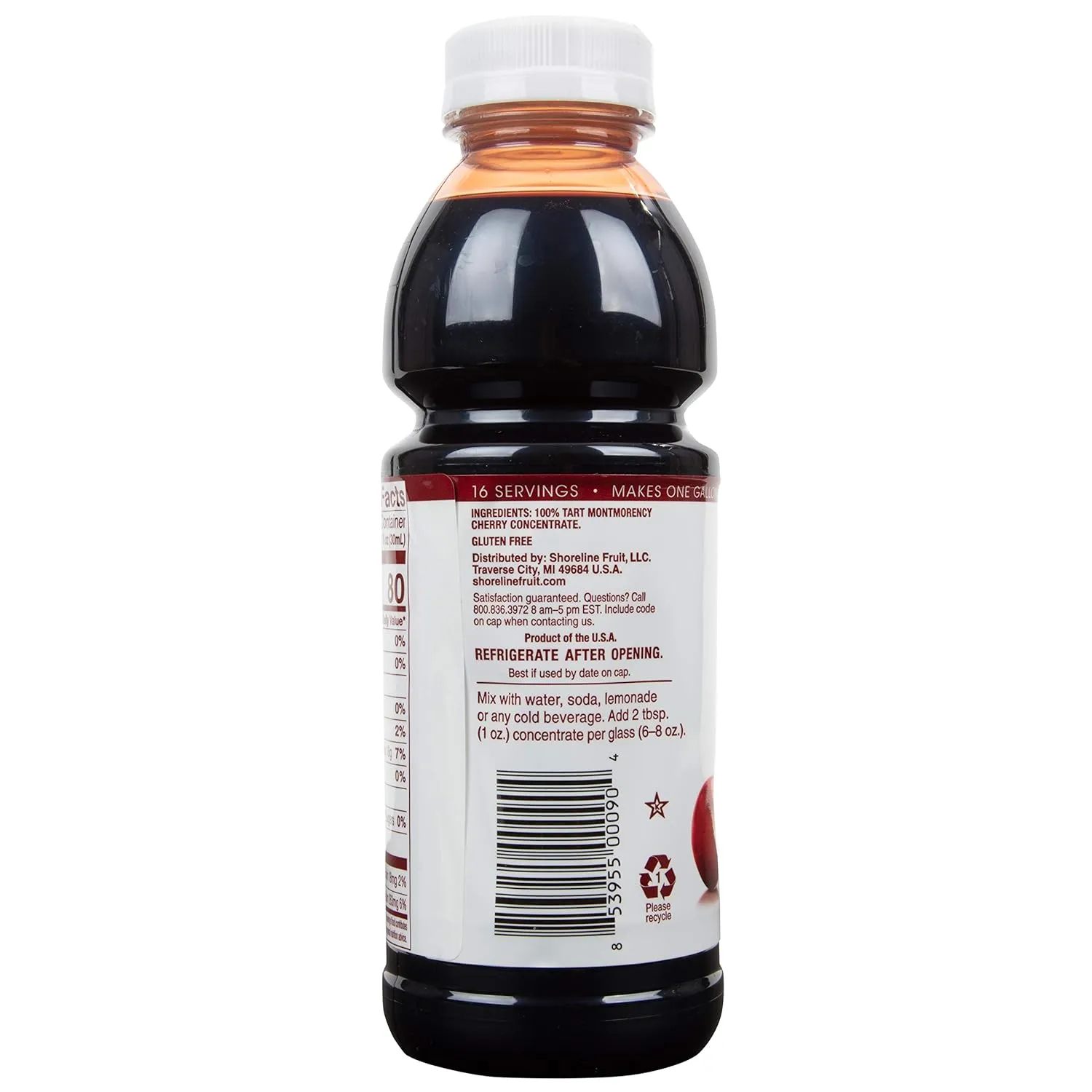 Cherry Bay Orchards Tart Cherry Concentrate - All Natural Juice to Promote Healthy Sleep, 16oz Bottle - Gluten Free, Natural Antioxidants, No Added Sugar or Preservatives