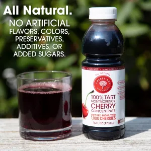 Cherry Bay Orchards Tart Montmorency Cherry Concentrate (3 Pack 16 Oz Bottle) - All Natural Juice Sleep Aid - GMO & Gluten Free, Kosher Certified, Antioxidants, No Added Sugar or Preservatives