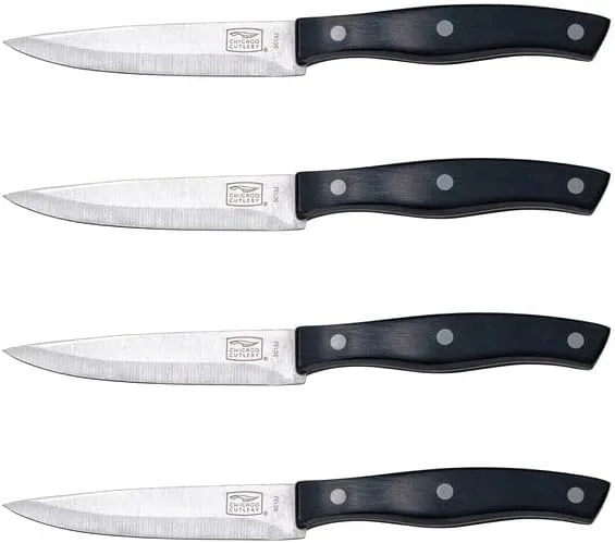 Chicago Cutlery Ellsworth 4-Piece Steak Knives, 4.5" Stainless Steel Blades for Effortless Cutting, For Home Kitchen and Professional Use