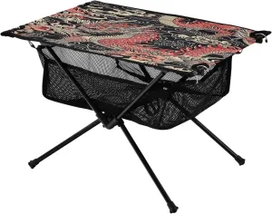 Chinese Red Dragon Portable Folding Camping Table, Compact Lightweight Beach Table with Carrying Bag for Outdoor Picnics, BBQs, Camp