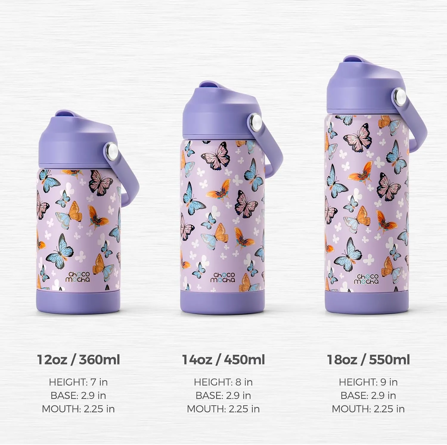 Choco Mocha Kids Water Bottle For School, Kids Insulated Water Bottle Stainless Steel for Girls,14Oz Purple Unicorn