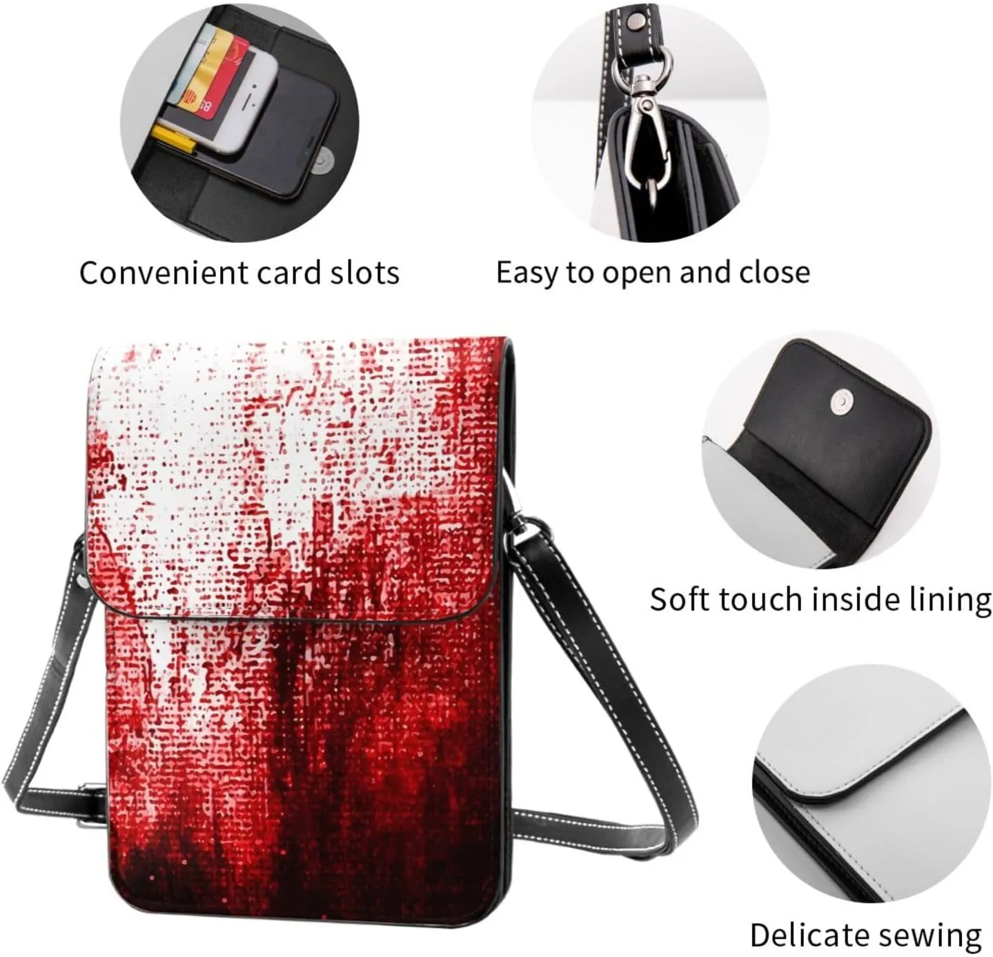 Christmas Corgi Reindeer Leather Crossbody Phone Purse for Women Cute Wallet Bags Lightweight Mini Sling Bag