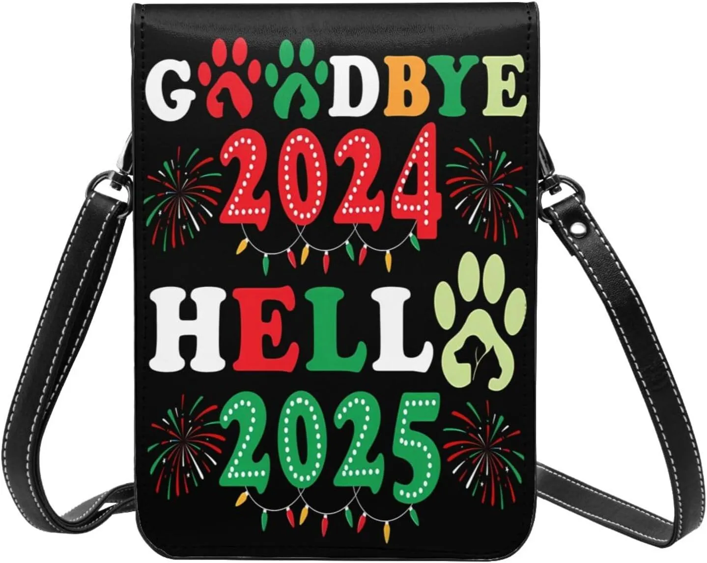 Christmas Corgi Reindeer Leather Crossbody Phone Purse for Women Cute Wallet Bags Lightweight Mini Sling Bag