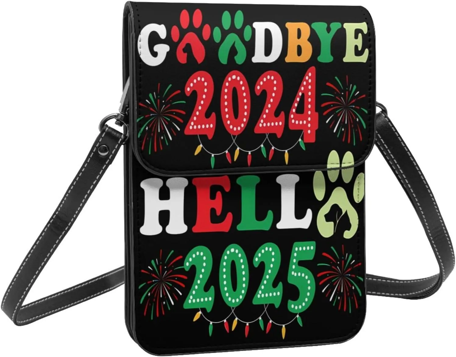 Christmas Corgi Reindeer Leather Crossbody Phone Purse for Women Cute Wallet Bags Lightweight Mini Sling Bag