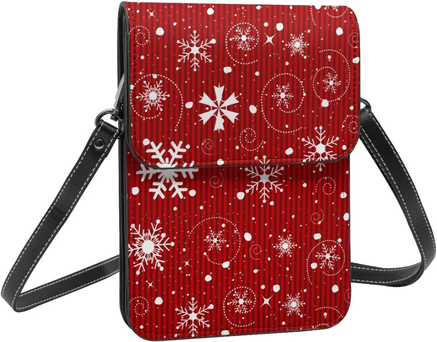 Christmas Corgi Reindeer Leather Crossbody Phone Purse for Women Cute Wallet Bags Lightweight Mini Sling Bag