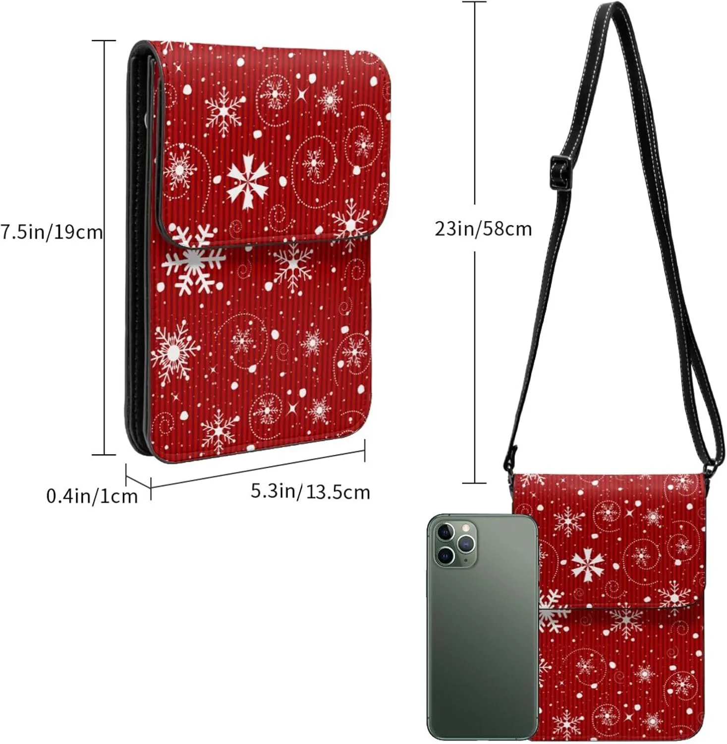 Christmas Corgi Reindeer Leather Crossbody Phone Purse for Women Cute Wallet Bags Lightweight Mini Sling Bag