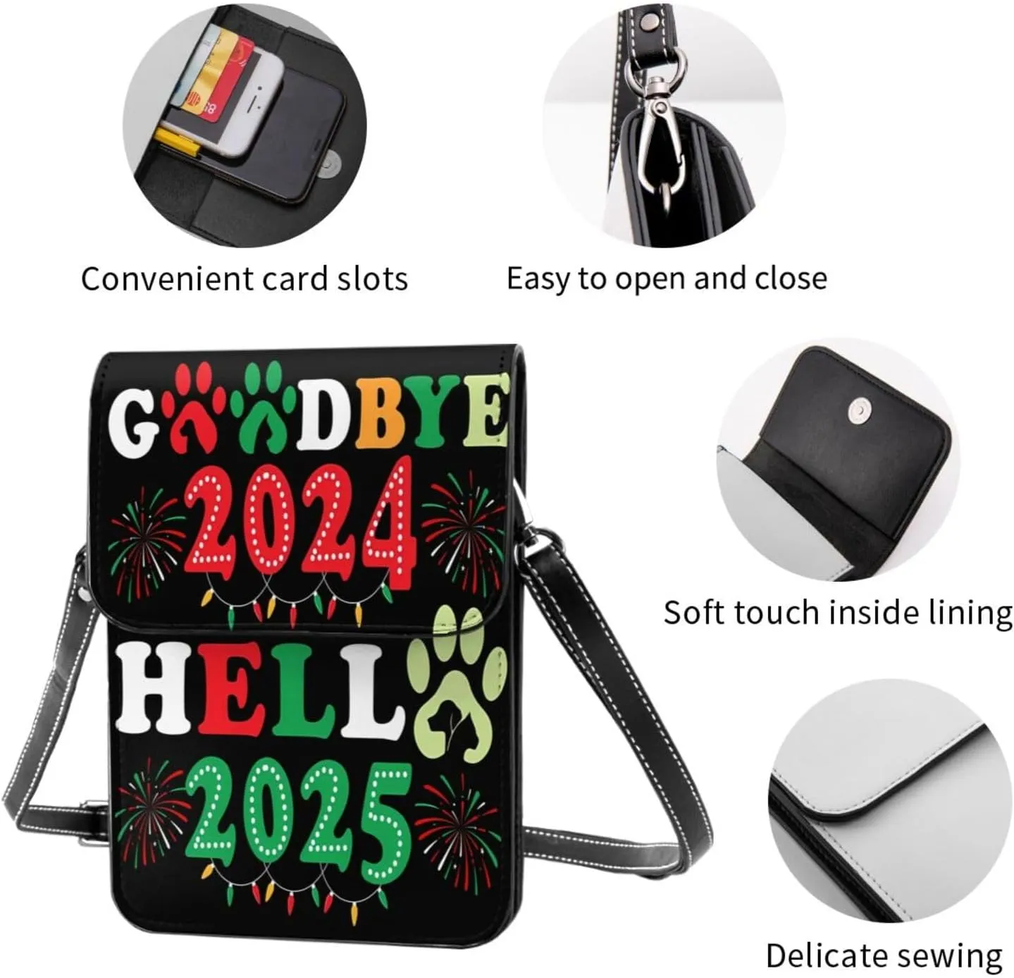 Christmas Corgi Reindeer Leather Crossbody Phone Purse for Women Cute Wallet Bags Lightweight Mini Sling Bag
