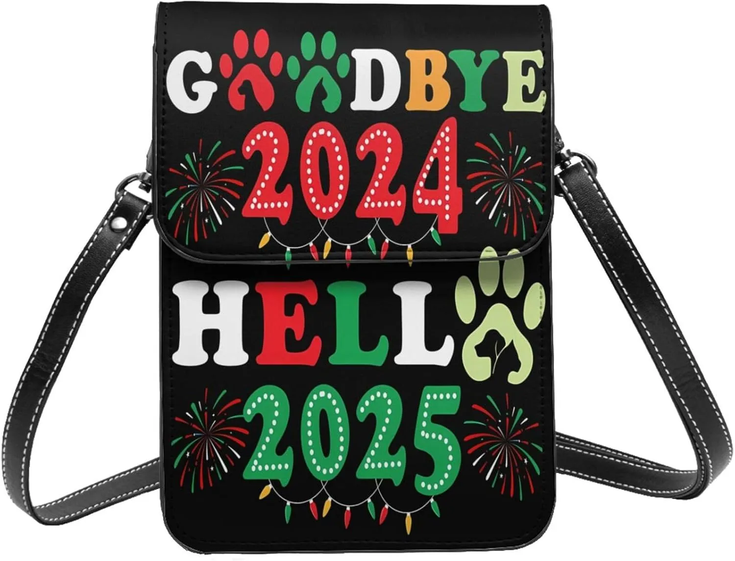 Christmas Corgi Reindeer Leather Crossbody Phone Purse for Women Cute Wallet Bags Lightweight Mini Sling Bag