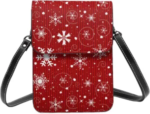 Christmas Corgi Reindeer Leather Crossbody Phone Purse for Women Cute Wallet Bags Lightweight Mini Sling Bag