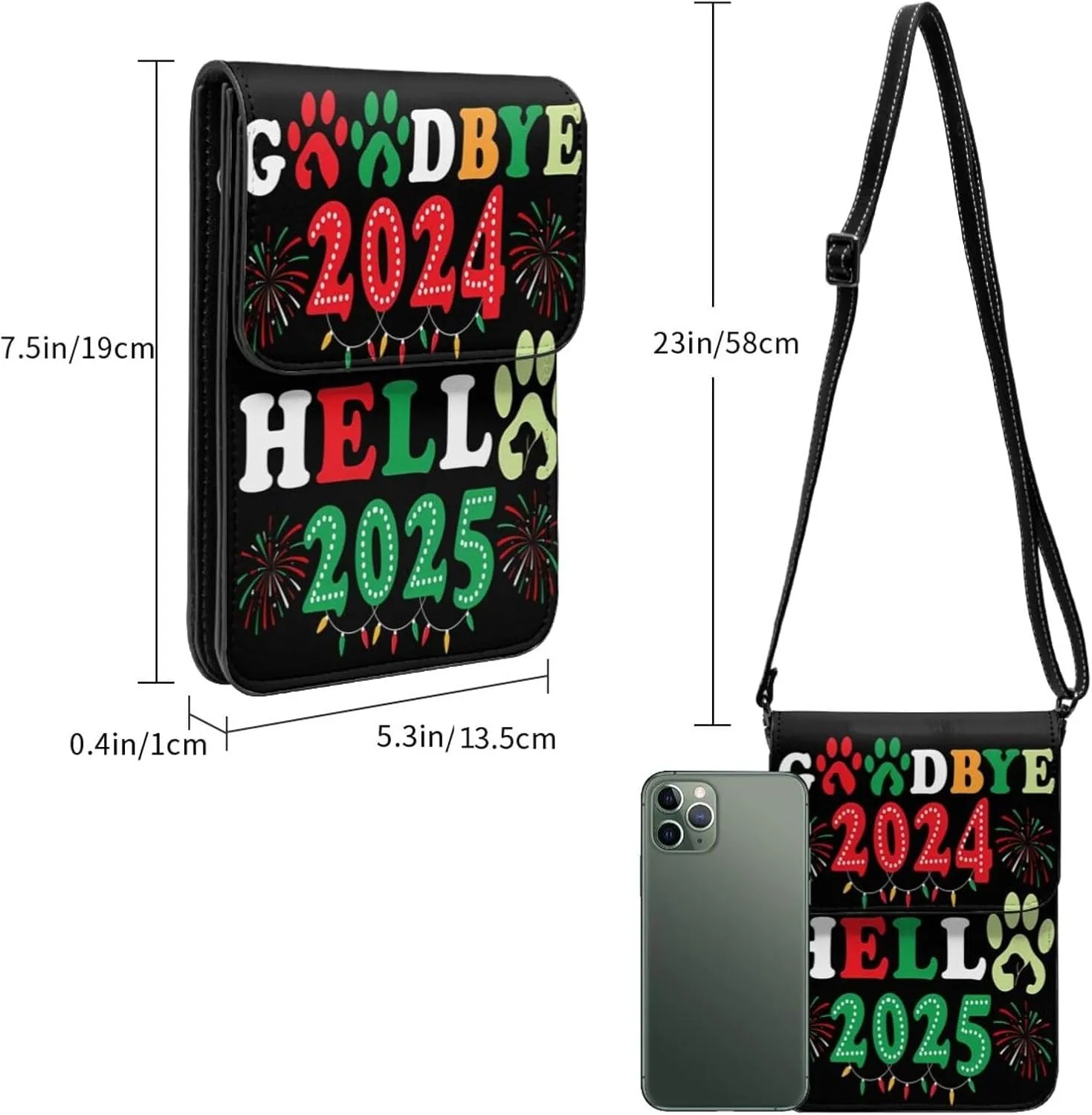 Christmas Corgi Reindeer Leather Crossbody Phone Purse for Women Cute Wallet Bags Lightweight Mini Sling Bag