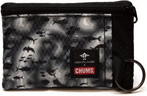 Chums Surfshorts Wallet - Lightweight Zippered Minimalist Wallet with Clear ID Window - Water Resistant with Key Ring