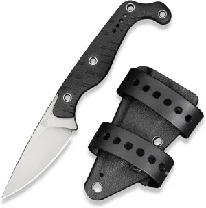 CIVIVI SOKN EDC Fixed Blade Knife with Kydex Sheath, Full Tang Tactical Knife with 2.82" Nitro-V Blade G10 Handle for Survival Camping Hiking Hunting C22027-1, Black