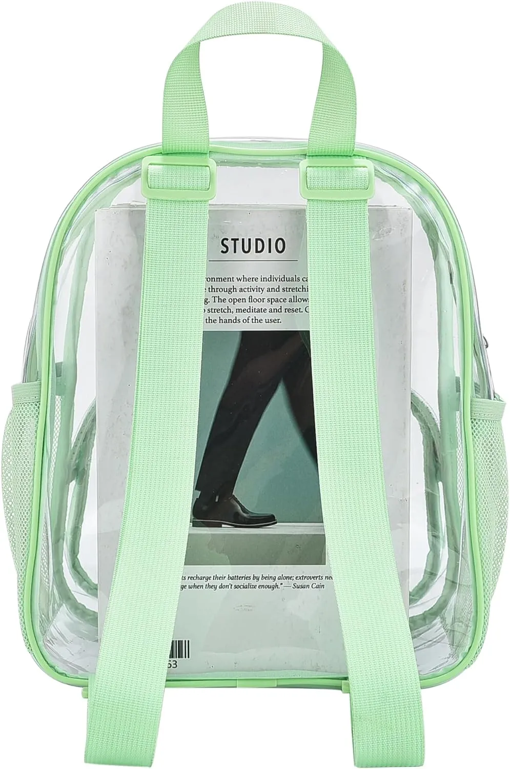 Clear Backpack for Stadium Events 12x12x6 with Front Pocket for Concert Sport Fashion Women Backpack Events Work Travel(Avocado green)