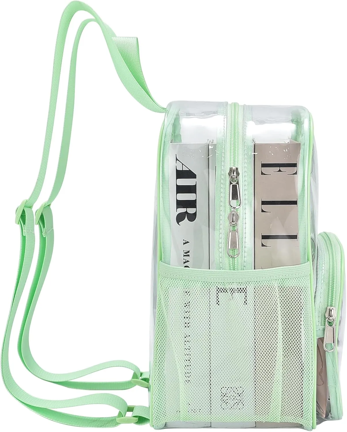 Clear Backpack for Stadium Events 12x12x6 with Front Pocket for Concert Sport Fashion Women Backpack Events Work Travel(Avocado green)