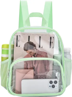 Clear Backpack for Stadium Events 12x12x6 with Front Pocket for Concert Sport Fashion Women Backpack Events Work Travel(Avocado green)