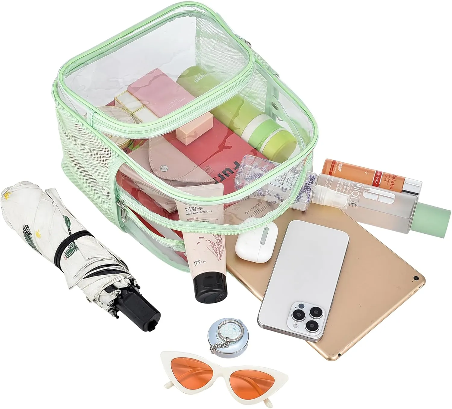Clear Backpack for Stadium Events 12x12x6 with Front Pocket for Concert Sport Fashion Women Backpack Events Work Travel(Avocado green)