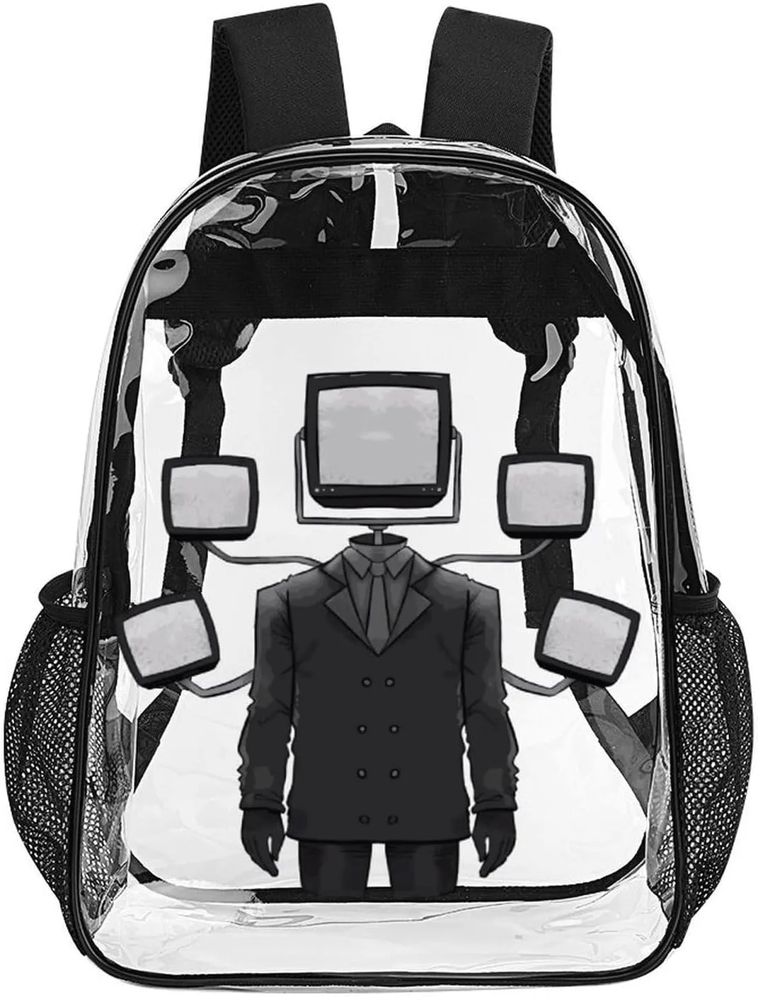 Clear Backpack Heavy Duty PVC Transparent Funny Backpack 17"" Large Capacity See Through Bag for Travel, 43x32x13cm, Style-3