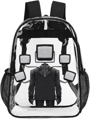 Clear Backpack Heavy Duty PVC Transparent Funny Backpack 17"" Large Capacity See Through Bag for Travel, 43x32x13cm, Style-3