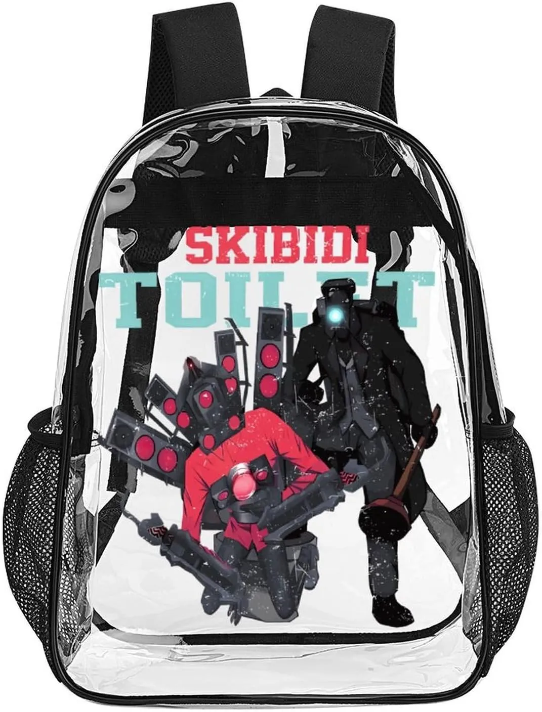 Clear Backpack Heavy Duty PVC Transparent Funny Toi-let Backpack 17"" Large Capacity See Through Bag for College, 43x32x13cm, Style-2