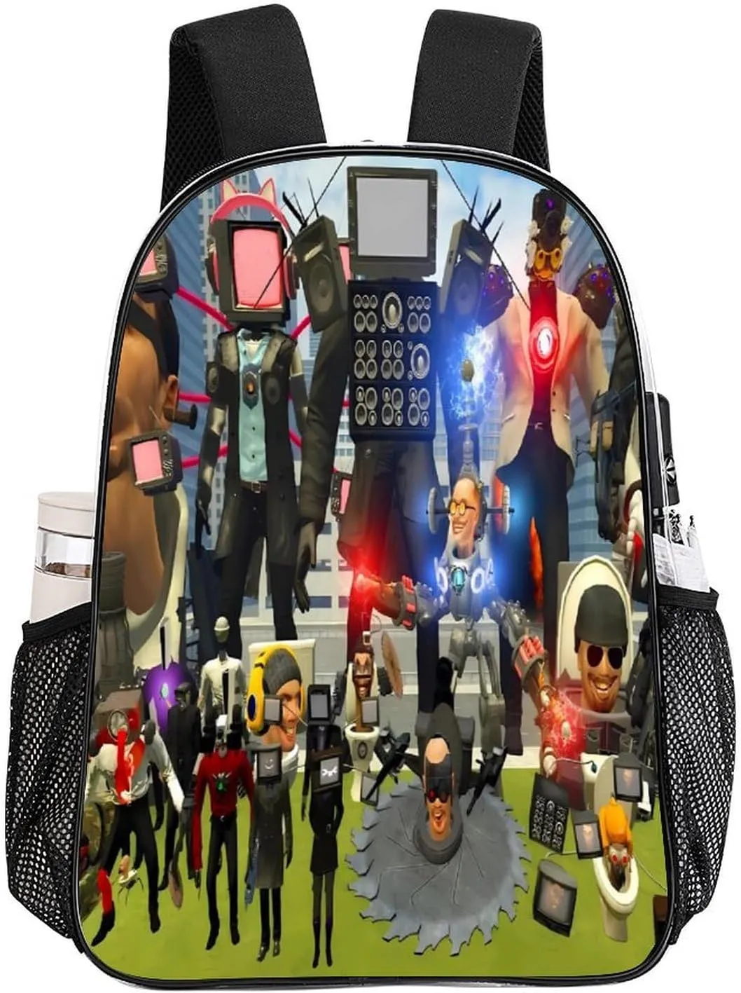 Clear Backpack Heavy Duty PVC Transparent Funny Toi-let Backpack 17"" Large Capacity See Through Bag for Work, 43x32x13cm, Style