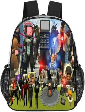 Clear Backpack Heavy Duty PVC Transparent Funny Toi-let Backpack 17"" Large Capacity See Through Bag for Work, 43x32x13cm, Style