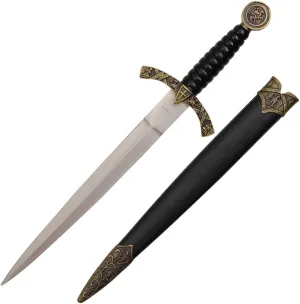 Co H-5928 Medieval Designed Dagger with Knight and Horse on Handle, 14", gold