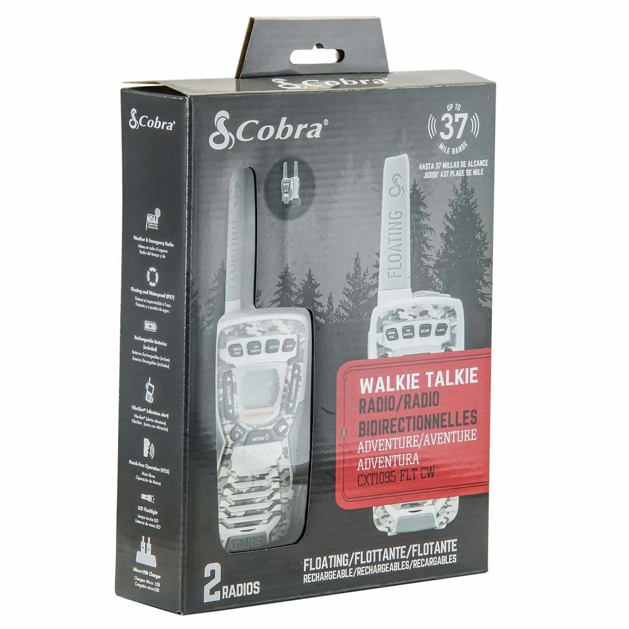 Cobra CXT1095 FLT CW Camo Walkie Talkies 2-Way Radio Pair
