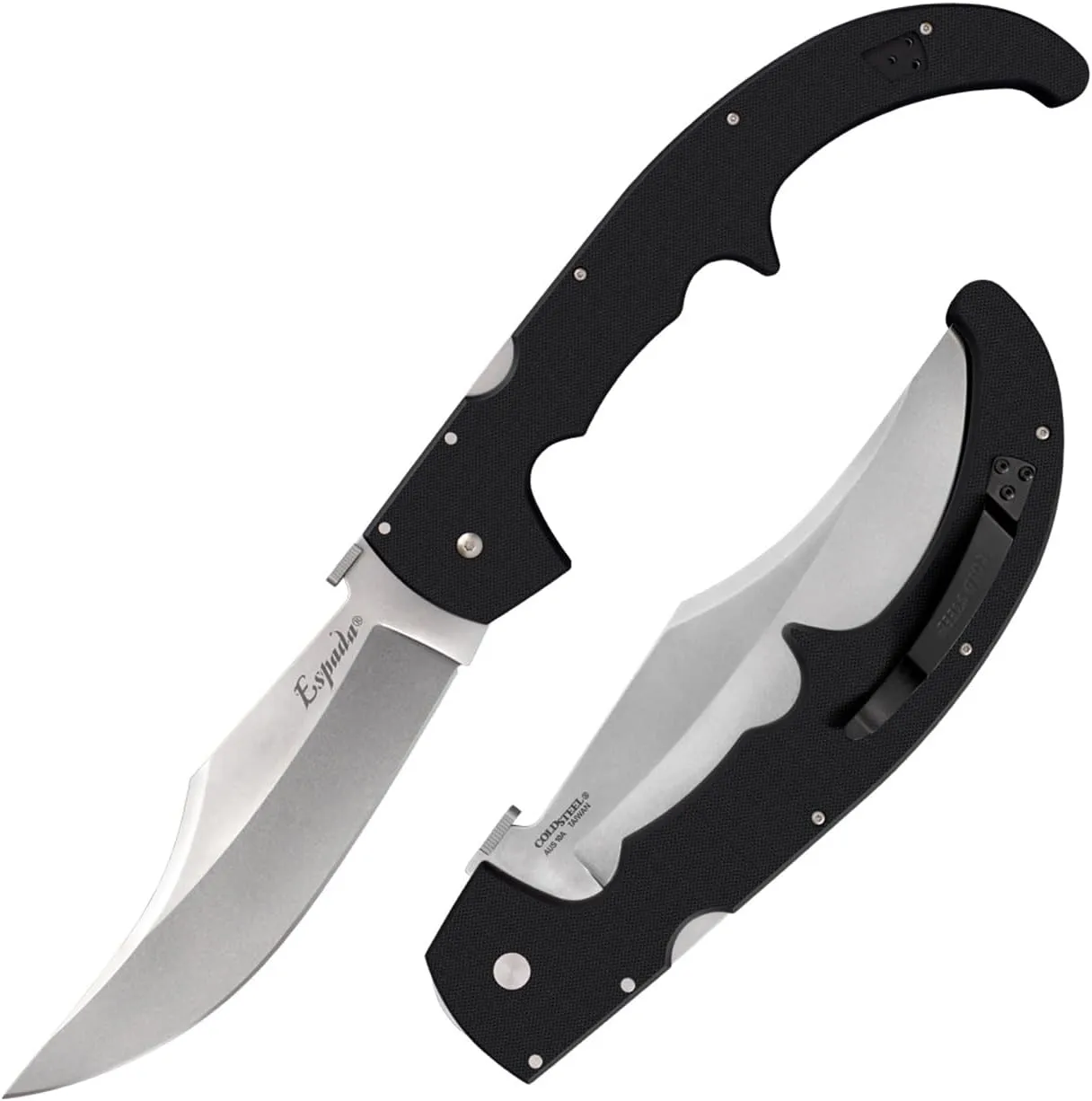 Cold Steel Espada AUS10A Steel Ultra-Sharp Blades Matte Black G-10 Handle Scales Tactical Pocket Folding Knife with Tri-Ad Lock