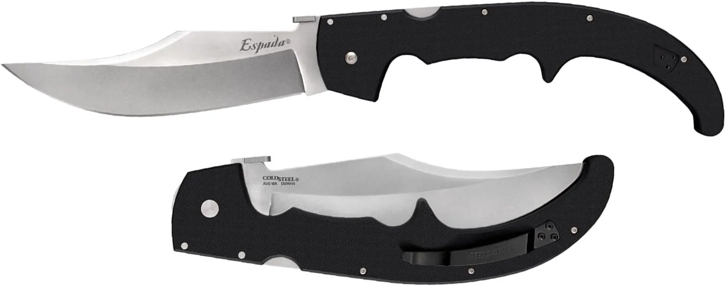 Cold Steel Espada AUS10A Steel Ultra-Sharp Blades Matte Black G-10 Handle Scales Tactical Pocket Folding Knife with Tri-Ad Lock