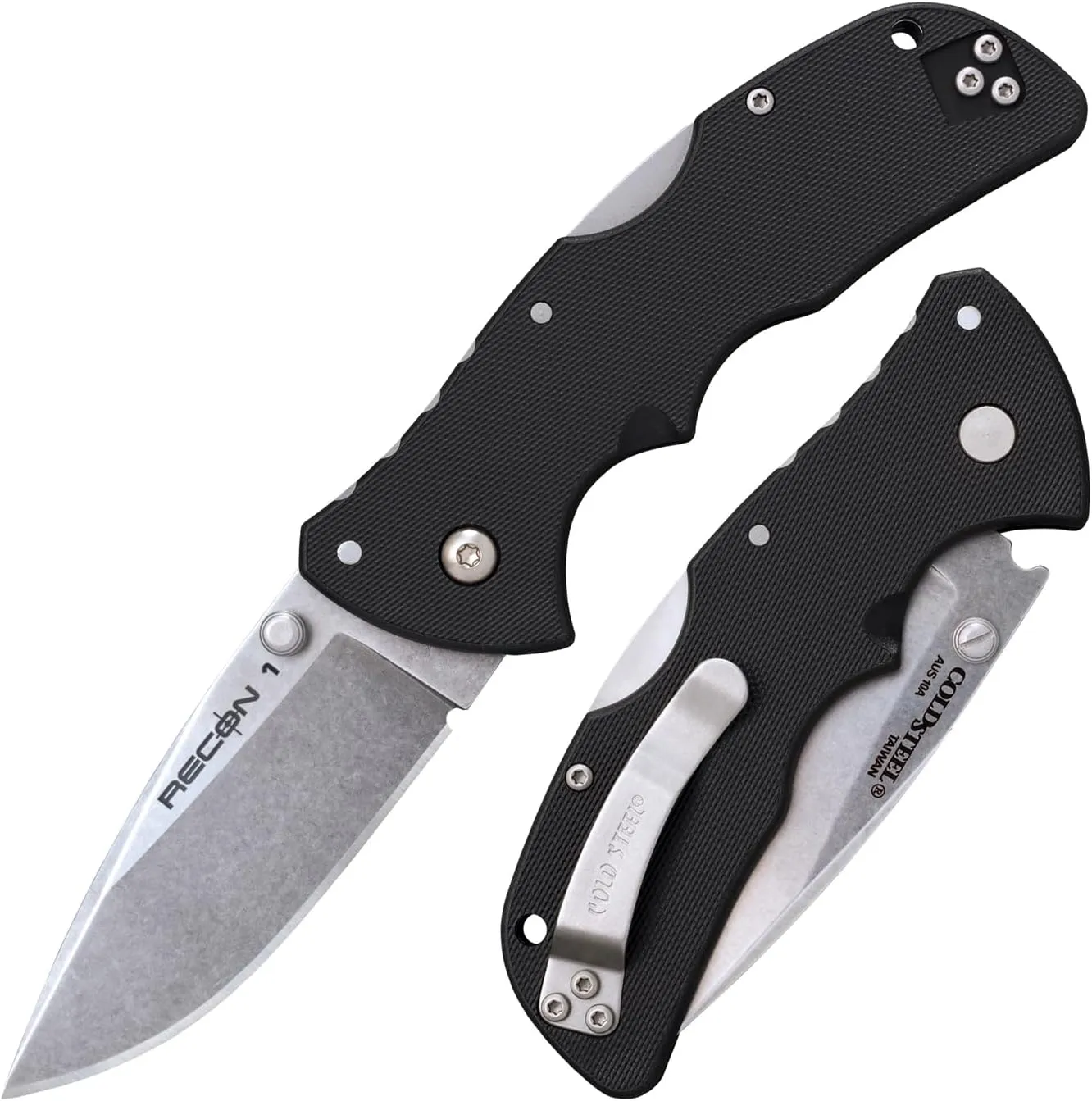 Cold Steel Mini Recon 1 3" AUS10A Razor-Sharp Blade 4" GFN Handle Tactical Folding Knife w/Tri-Ad Lock, Ambidextrous Pocket/Belt Clip