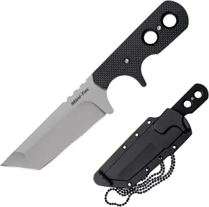 Cold Steel Mini Tac Tanto 3.75" AUS8A Razor-Sharp Blade 3" Griv-Ex Handle Tactical Fixed Blade Neck Knife w/Secure-Ex Sheath