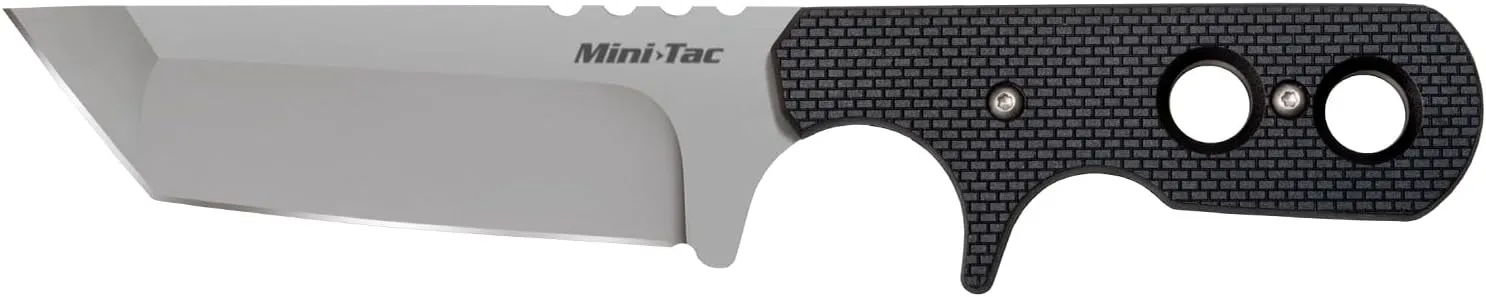 Cold Steel Mini Tac Tanto 3.75" AUS8A Razor-Sharp Blade 3" Griv-Ex Handle Tactical Fixed Blade Neck Knife w/Secure-Ex Sheath