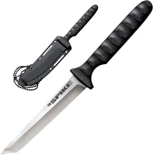 COLD STEEL Tanto Spike Durable Lightweight German 4116 Stainless Steel 4" Fixed Blade Tactical Outdoor Hunting Neck Knife, Textured Griv-Ex Handle, Secure-Ex Sheath