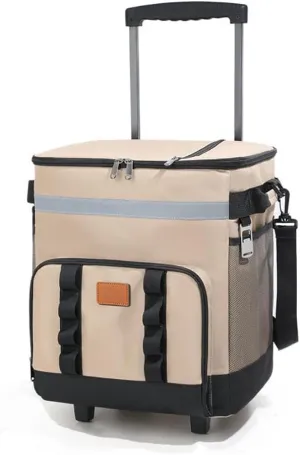 Collapsible Rolling Cooler - 35L Insulated Soft Cooler Bag with Wheels and Handle Leakproof Insulated Coolers for Camping Travel Beach Shopping Picnic