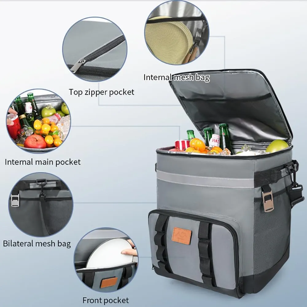 Collapsible Rolling Cooler - 35L Insulated Soft Cooler Bag with Wheels and Handle Leakproof Insulated Coolers for Camping Travel Beach Shopping Picnic
